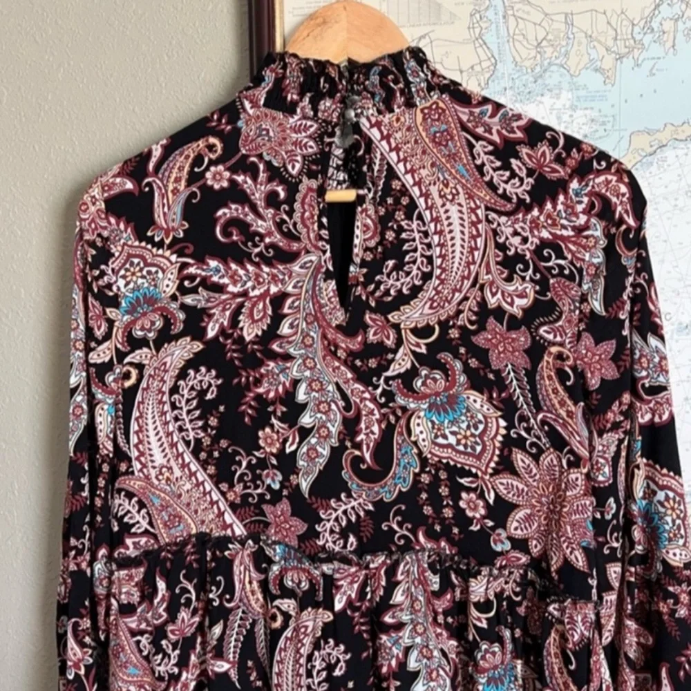 Anthropologie Smocked Neck Cady Paisley Tiered Tunic Dress XS - Picture 12 of 17